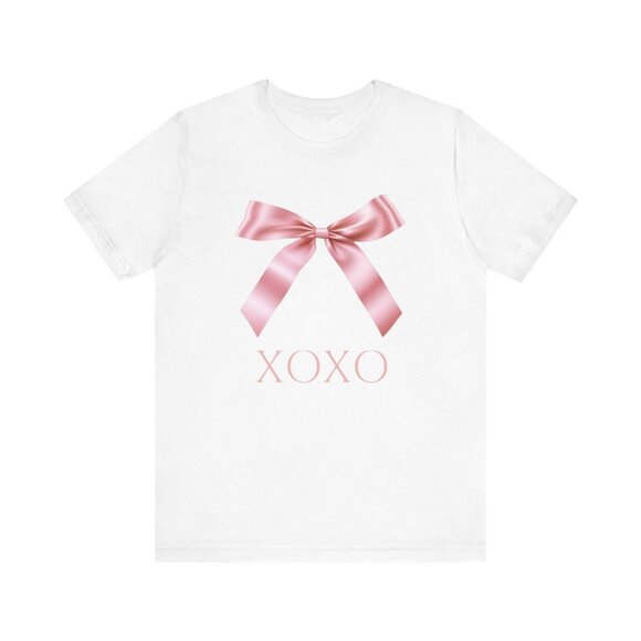 Pink Bow Coquette T-Shirt, XOXO Shirt, Cute Coquette Pink Bow T-Shirt - Picture 8 of 11